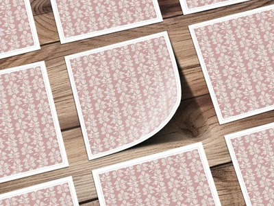 Pink and White Floral Pattern Design Sticker Set