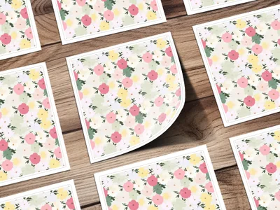 Vibrant Floral Pattern Print on Wooden Surface Design