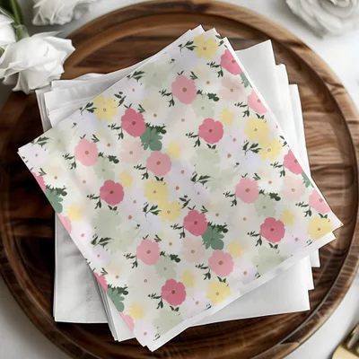 Floral Pattern White Pink and Yellow Flowers Home Decor