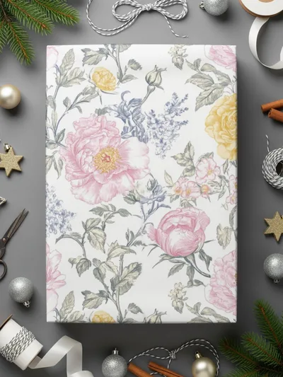 Seamless Floral Pattern, Pink Peony, Yellow Rose, Digital Paper, Repeating Background, Flower Print, Fabric Design, Digital Product - Moore and Mountain
