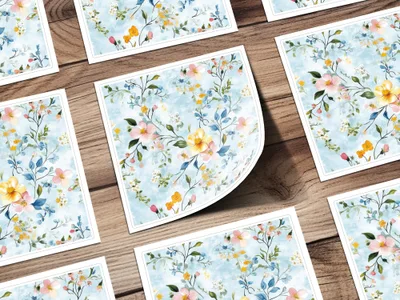 Seamless Grandmillenial Blue Floral Watercolor Design Digital - Moore and Mountain