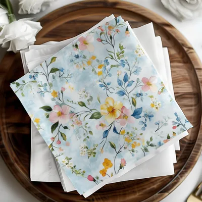 Seamless Grandmillenial Blue Floral Watercolor Design Digital - Moore and Mountain