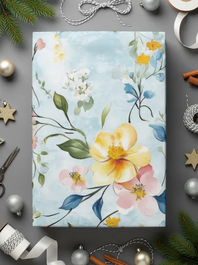 Seamless Grandmillenial Blue Floral Watercolor Design Digital - Moore and Mountain