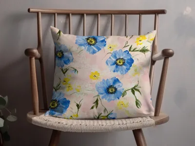 Seamless Grandmillenial Blue Yellow Flowers Pattern Digital - Moore and Mountain