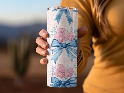 Seamless Grandmillenial Floral Bow Pattern Decoration Digital - Moore and Mountain