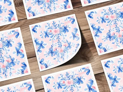 Seamless Grandmillenial Floral Design with Blue Flowers Digital - Moore and Mountain