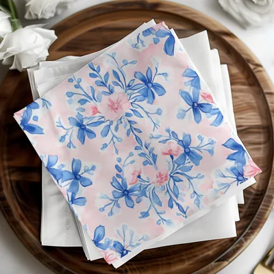 Seamless Grandmillenial Floral Design with Blue Flowers Digital - Moore and Mountain