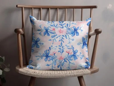 Seamless Grandmillenial Floral Design with Blue Flowers Digital - Moore and Mountain