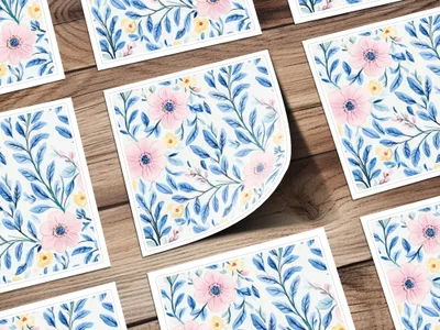 Seamless Grandmillenial Pink Flowers with Blue Leaves Digital - Moore and Mountain