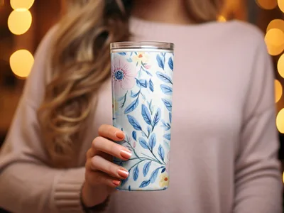 Seamless Grandmillenial Pink Flowers with Blue Leaves Digital - Moore and Mountain