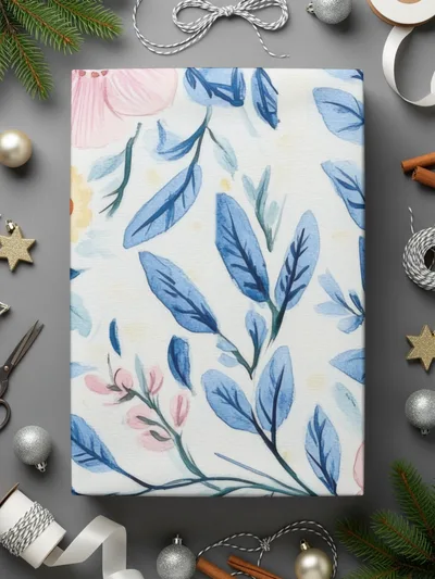 Seamless Grandmillenial Pink Flowers with Blue Leaves Digital - Moore and Mountain