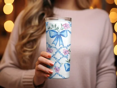 Seamless Grandmillenial Trellis Bow and Flower Digital - Moore and Mountain