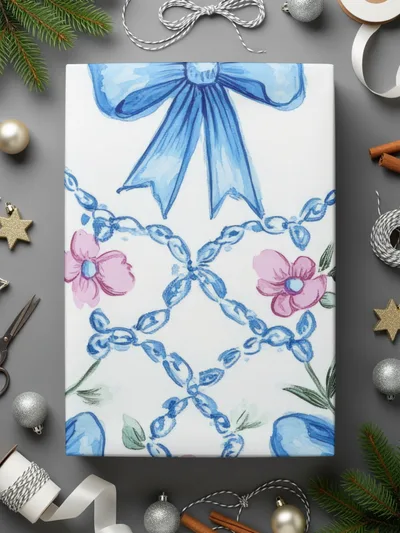 Seamless Grandmillenial Trellis Bow and Flower Digital - Moore and Mountain