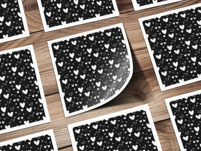 Seamless Heart Pattern Digital Paper, Black and White Hearts Background, Valentine's Day Texture, 12x12 inches JPEG Files - Moore and Mountain