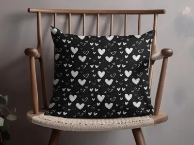 Seamless Heart Pattern Digital Paper, Black and White Hearts Background, Valentine's Day Texture, 12x12 inches JPEG Files - Moore and Mountain