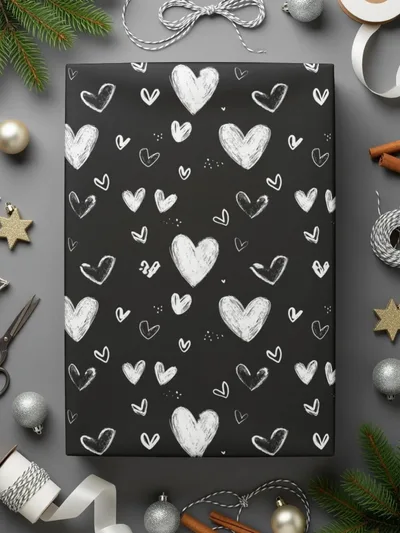 Seamless Heart Pattern Digital Paper, Black and White Hearts Background, Valentine's Day Texture, 12x12 inches JPEG Files - Moore and Mountain