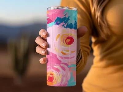 Colorful Floral Design Insulated Tumbler Product