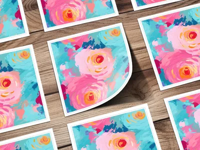 Colorful Abstract Floral Square Sticker Pack