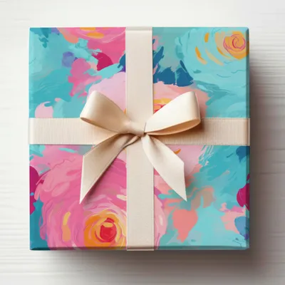 Floral Pastel Gift Box with Cream Bow for Any Occasion