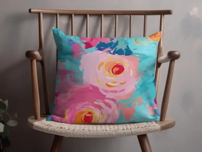 Colorful Abstract Floral Print Cushion Cover Pillow