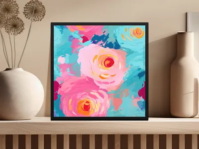 Vibrant Multi-color Abstract Floral Art Print