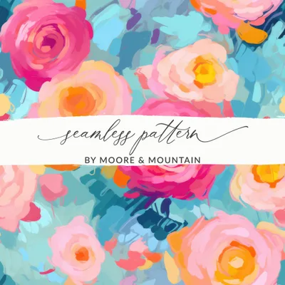 Seamless Impressionistic Floral Abstract Colorful Background