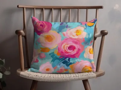 Vibrant Floral Pattern Decorative Throw Pillow