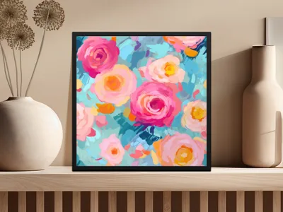 Vibrant Abstract Floral Art Print for Home Decor