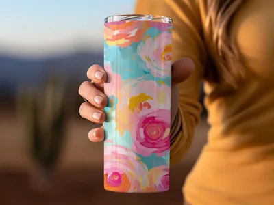 Colorful Floral Insulated Tumbler for Hot and Cold Drinks