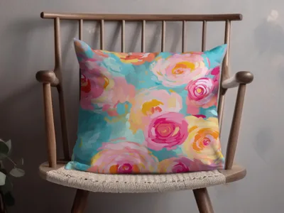 Vibrant Multicolor Floral Design Throw Pillow product
