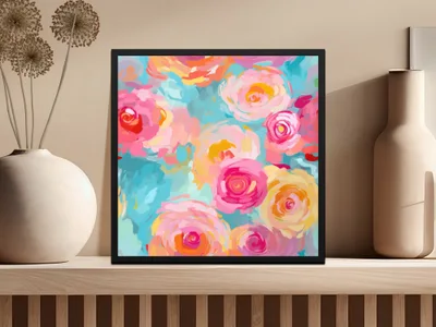 Bright and Colorful Abstract Floral Wall Art Print