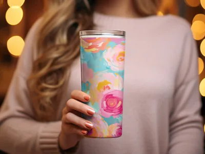 Vibrant Floral Pattern Insulated Travel Mug Cup