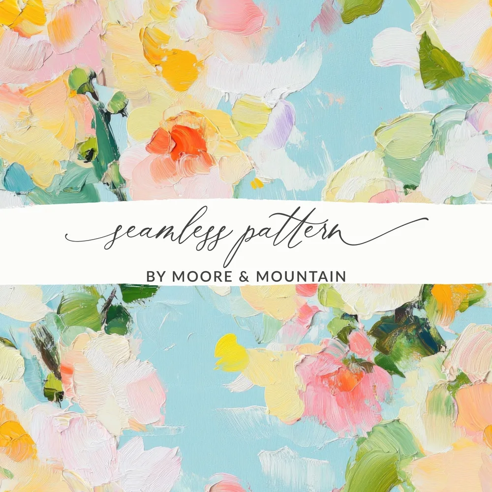 Seamless Impressionistic Painted Floral Design Digital - Moore and Mountain