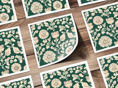 Seamless Indian Pattern on a Deep Green Background Seamless Chintz Green - Moore and Mountain