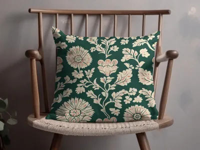 Seamless Indian Pattern on a Deep Green Background Seamless Chintz Green - Moore and Mountain