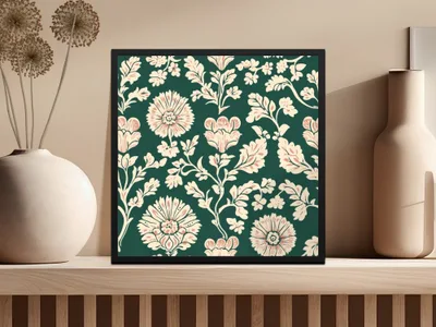Seamless Indian Pattern on a Deep Green Background Seamless Chintz Green - Moore and Mountain