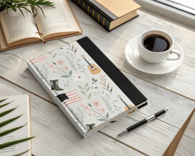 Floral and Musical Design Hardcover Journal Notebook