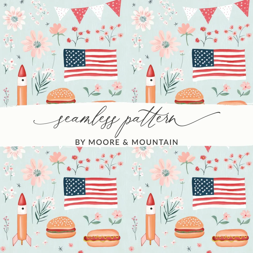 American Flag and Rocket Seamless Pattern Product