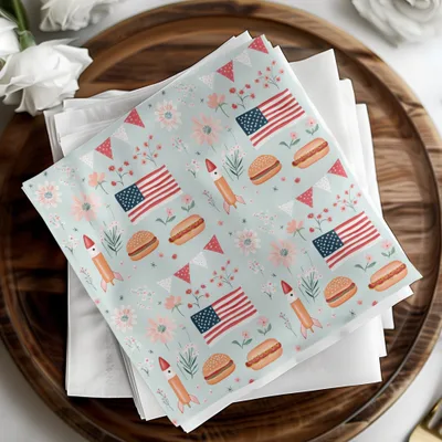 Patriotic Theme Party Napkins with Festive Decorations