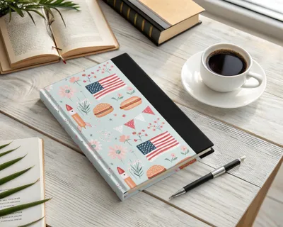 American Flags Flowers and Food Illustrated Journal Notebook