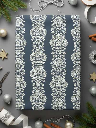 Elegant Damask Pattern Gift Wrap for Festive Occasions
