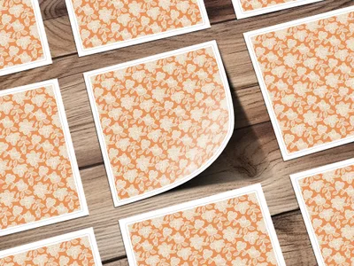 Orange Floral Pattern Design Square Paper product