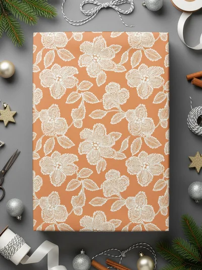 Elegant Floral Lace Design Gift Wrapping Paper