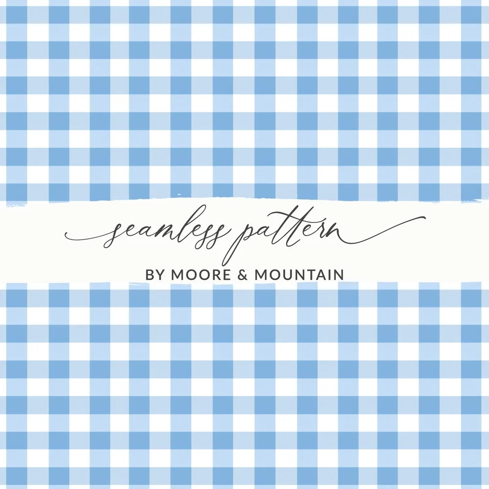 Blue Gingham Checkered Seamless Pattern Design