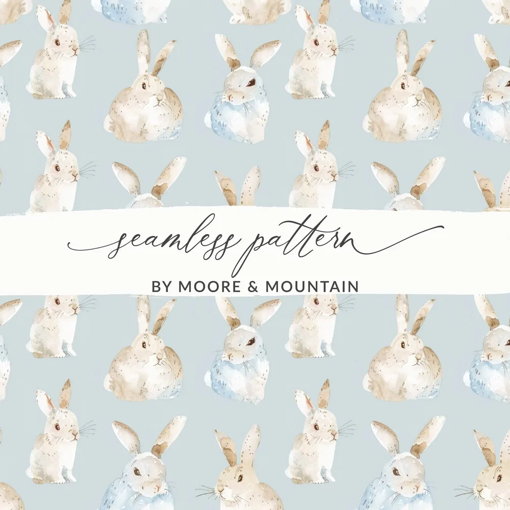 Cute Bunny Seamless Pattern by Moore & Mountain