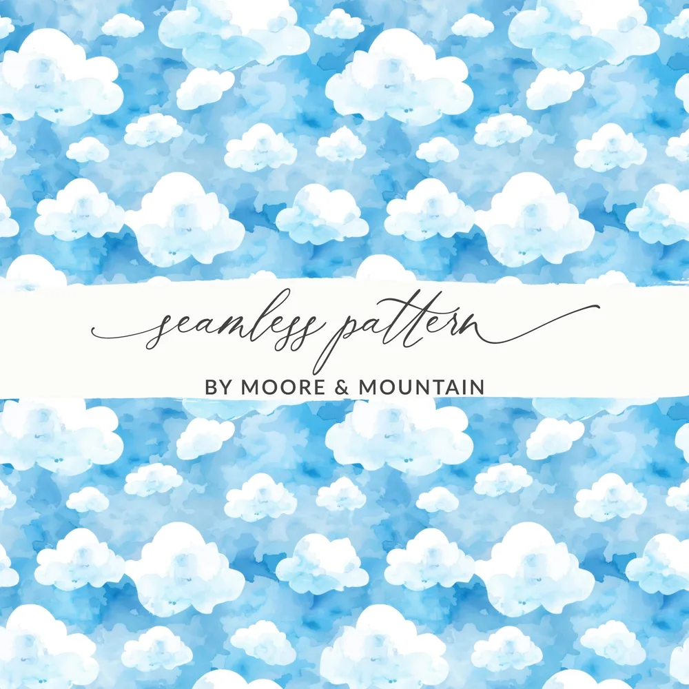Blue Cloud Themed Seamless Pattern by Moore & Mountain