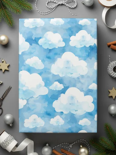 Blue Sky and White Clouds Art Design Gift Wrapping Paper