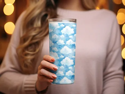 Blue Sky Cloud Pattern Insulated Travel Tumbler Cup