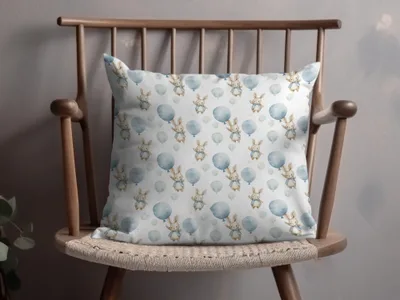 Adorable Bunny and Balloon Pattern Decorative Cushion Pillow