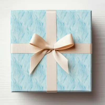 Elegant Light Blue Gift Box with Ribbon Wrapping